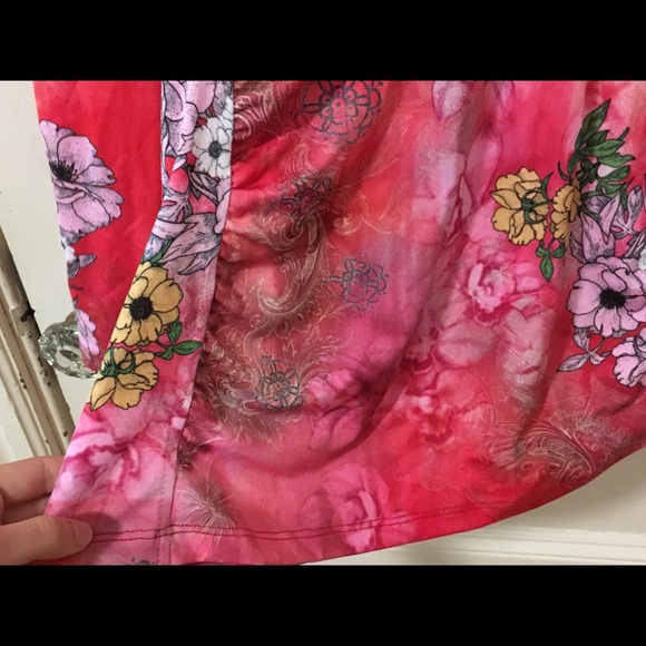 Beautiful Boho Chic Pink Ruched 3/4 Sleeve Top - Picture 4 of 7